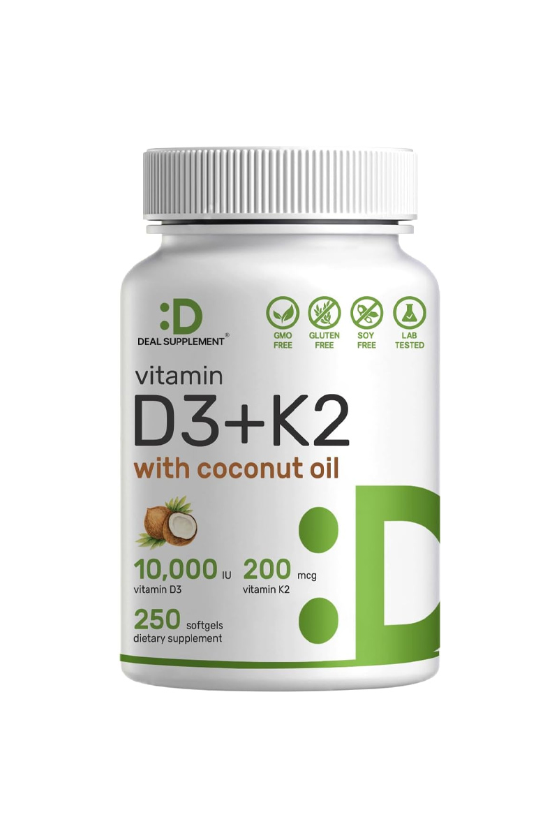 سافت‌ ژل ویتامین D3 و K2 برند DEAL SUPPLEMENT - بسته 250 عددی