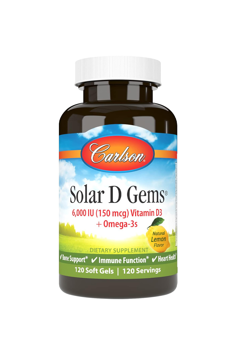 سافت‌ ژل Solar D Gems برند Carlson - بسته ۱۲۰ عددی