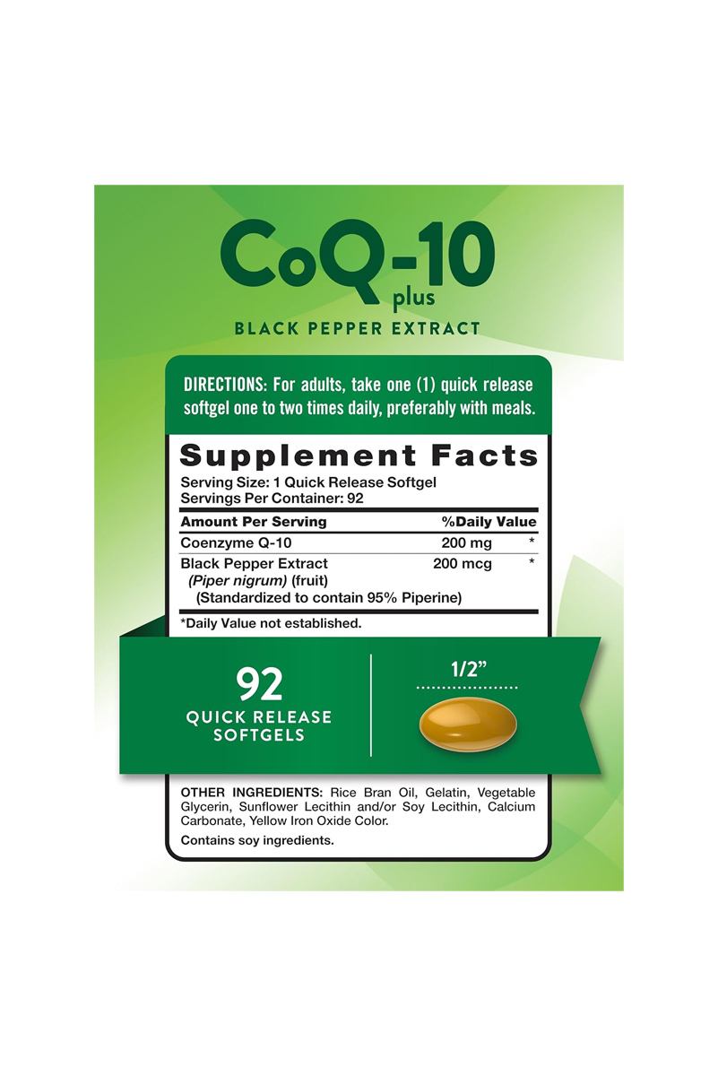 سافت ژل کوآنزیم Q10 به‌همراه عصاره فلفل سیاه Nature's Truth - بسته 92 عددی