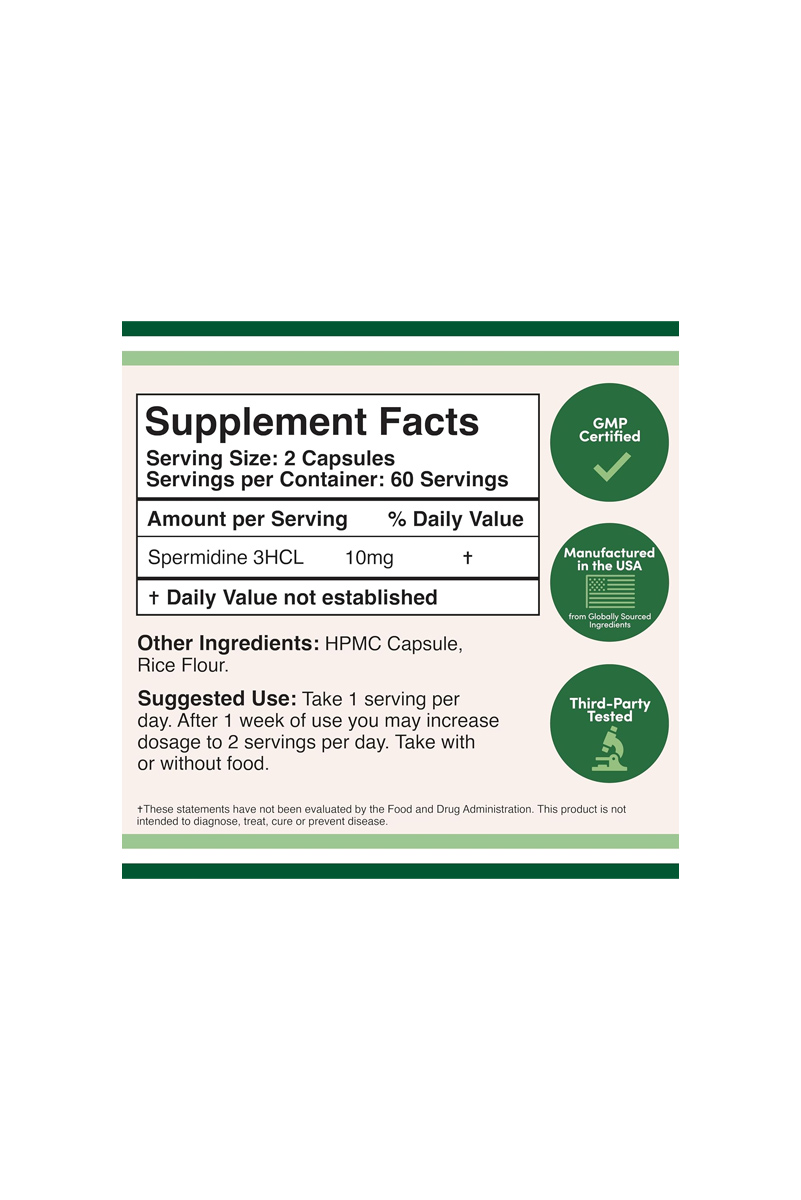 کپسول Spermidine حمایت از سلامت سلولی و جوانی بدن Double Wood - بسته 120 عددی