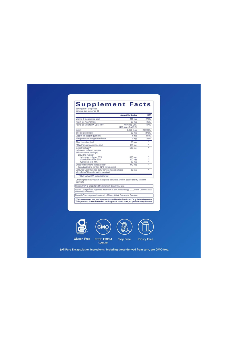 کپسول تقویت کننده مو ، ناخن و پوست Pure Encapsulations - بسته 60 عددی