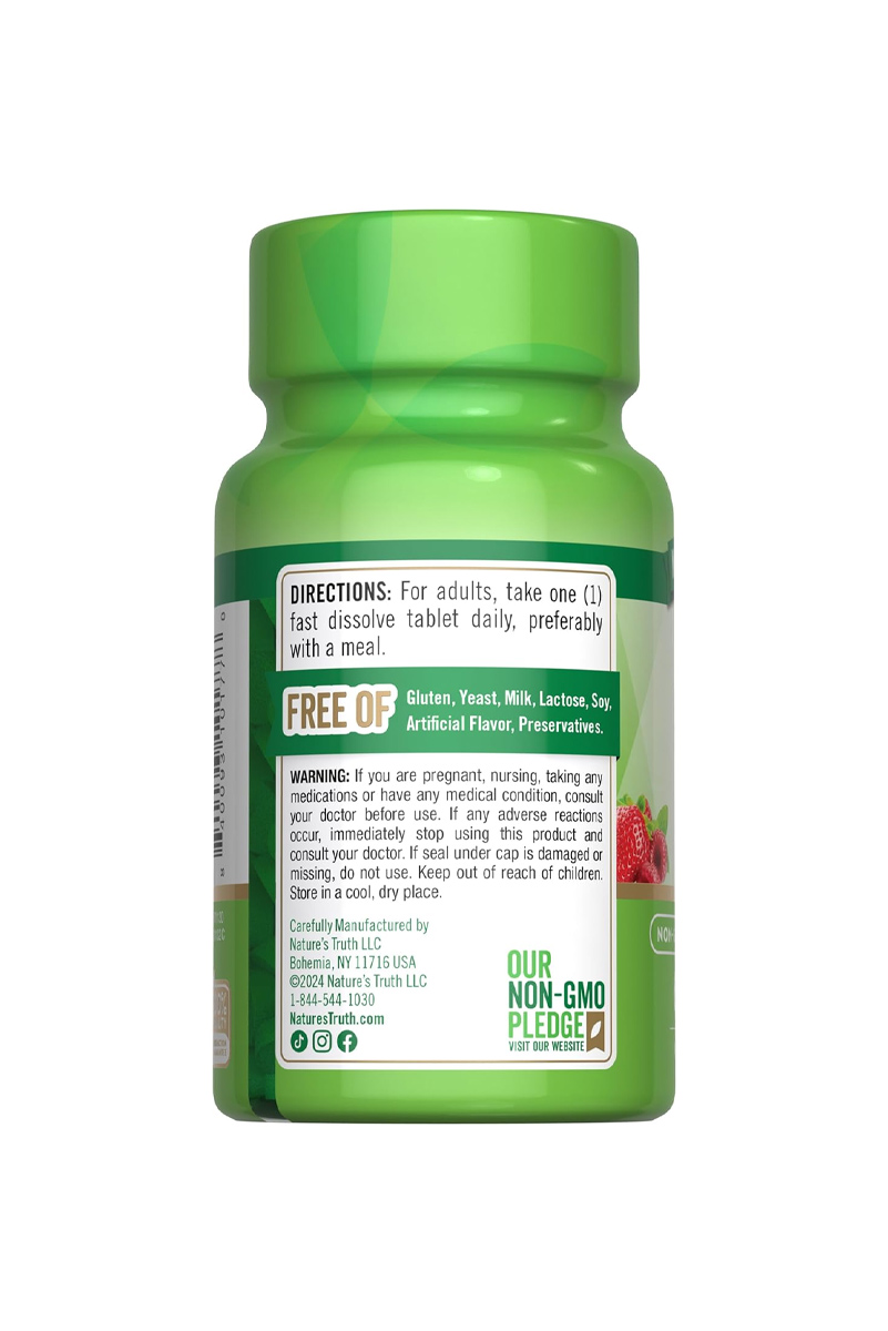 قرص زیر زبانی ویتامین B12 مقدار ۲۵00 میکروگرم Nature's Truth - بسته ۶۰ عددی