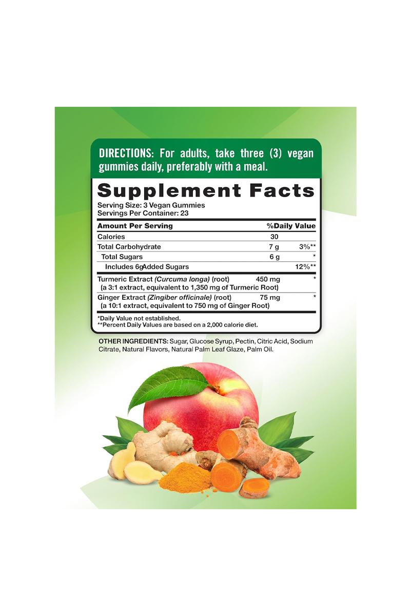 پاستیل وگان زردچوبه و کورکومین با زنجبیل Nature's Truth - بسته ۷۰ عددی