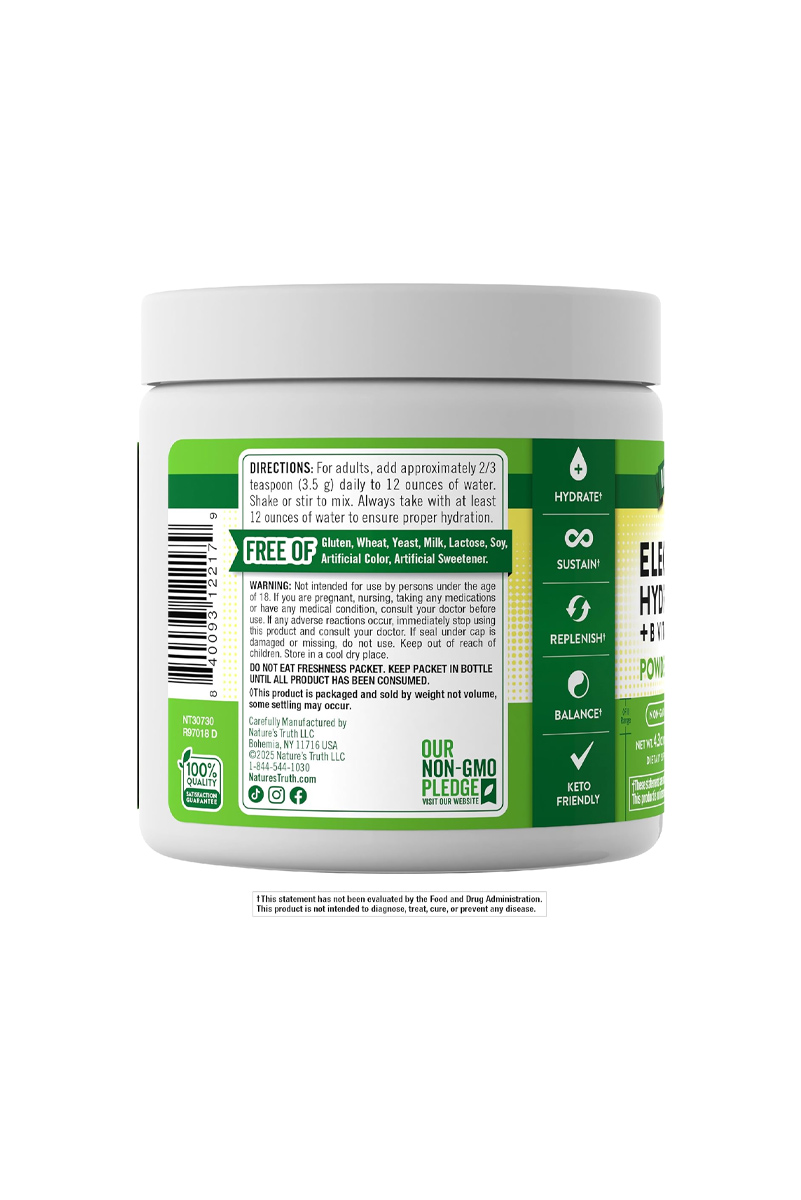 پودر الکترولیت حاوی ویتامین B برند Nature's Truth - حجم ۱۲۱ گرم