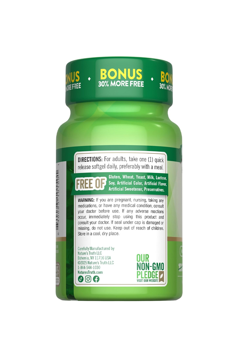 سافت ژل ویتامین D3 مقدار ۱۰۰۰ IU برند Nature's Truth - بسته ۱۳۰ عددی