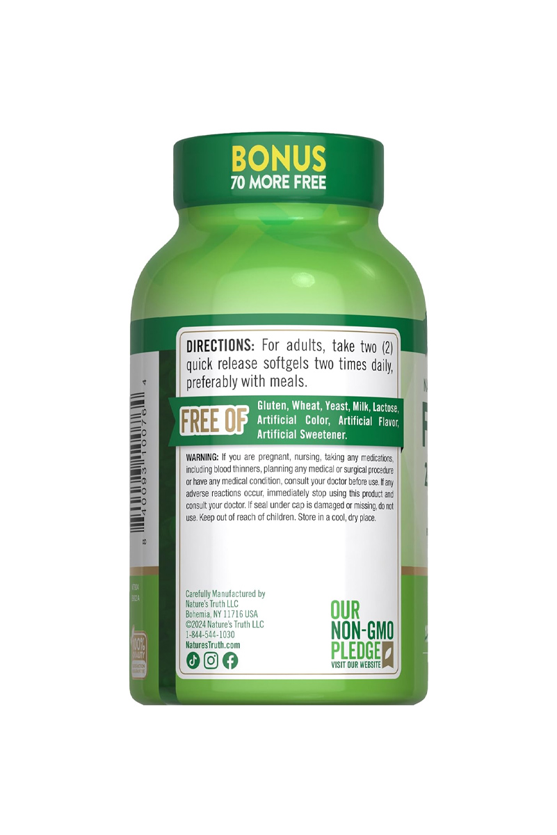 سافت ژل روغن ماهی با طعم لیمو Nature's Truth - بسته 250 عددی