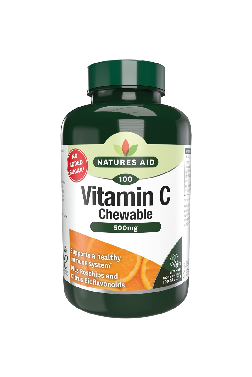 قرص جویدنی ویتامین C مقدار ۵۰۰ میلی‌ گرم Natures Aid - بسته 100 عددی