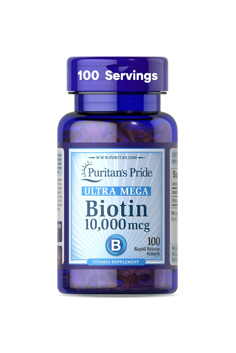 سافت‌ ژل‌ بیوتین ۱۰,۰۰۰ میکروگرم Puritan's Pride - بسته 100 عددی