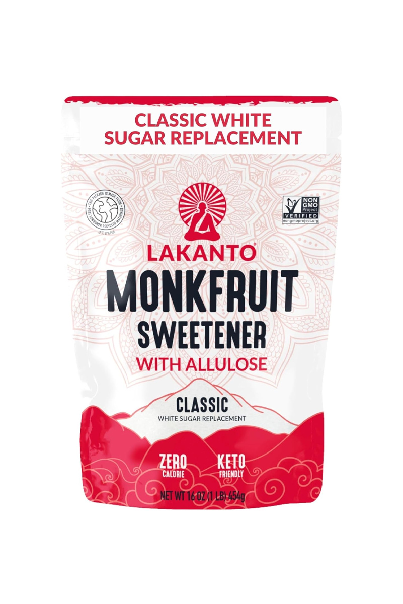 شیرین‌ کننده Monk Fruit با آلوولوز جایگزین طبیعی شکر Lakanto - بسته 454 گرمی