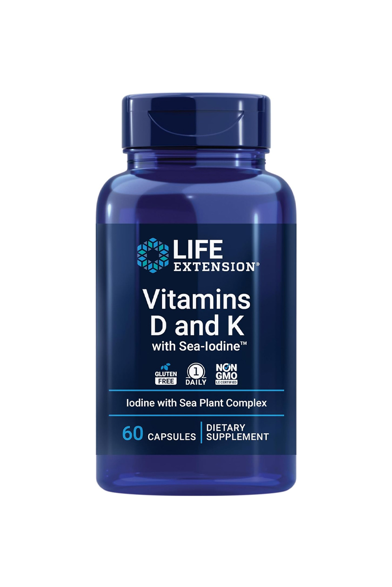 کپسول ویتامین D و K برند Life Extension - بسته 60 عددی