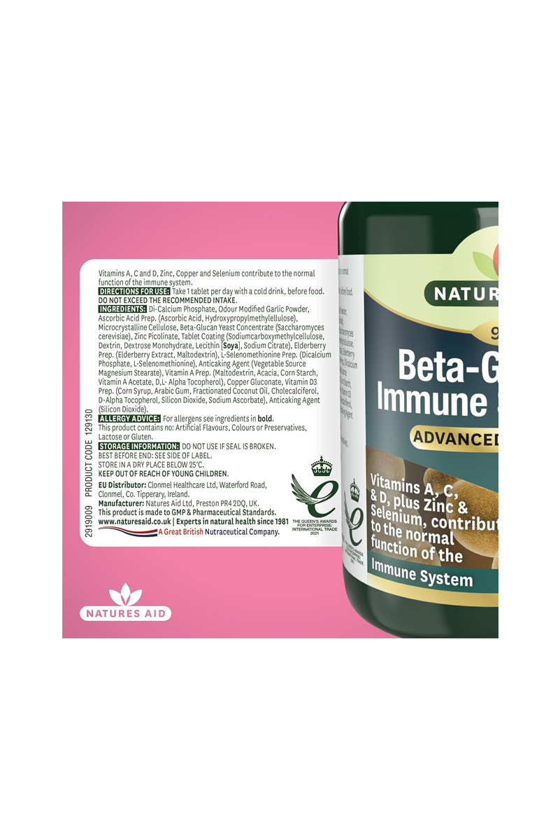 قرص بتا-گلوکانوز تقویت کننده سیستم ایمنی Natures Aid – بسته 90 عددی