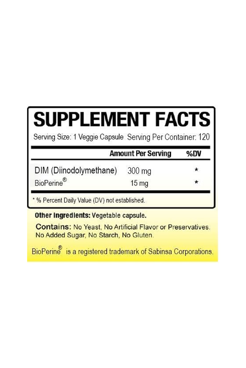 کپسول DIM (دی ایندولیل متان) حاوی بیوپرین Biotech Nutritions - بسته 120 عددی