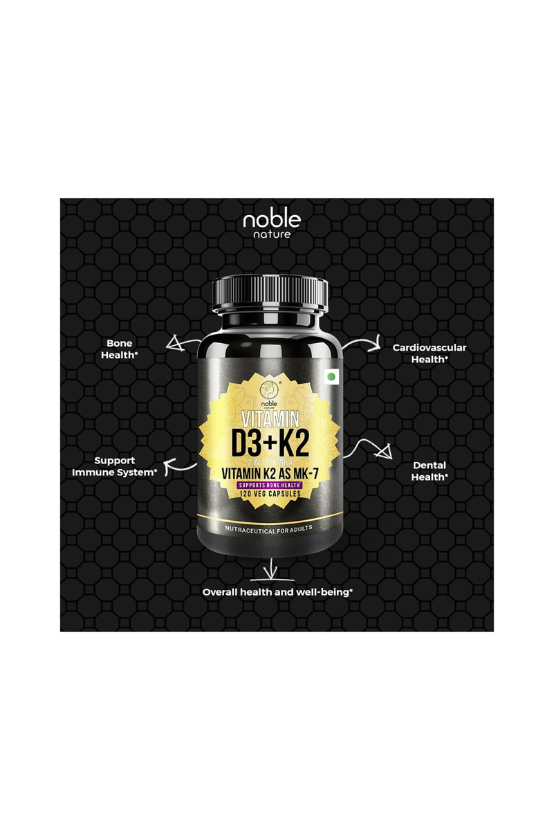 کپسول گیاهیD3 و K2 برند Noble Nature - بسته ۱۲۰ عددی