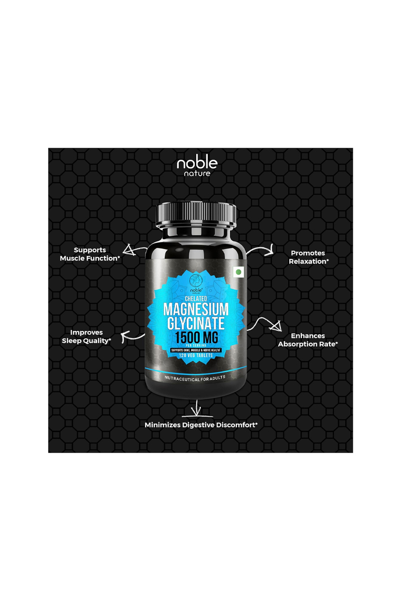قرص گیاهی منیزیم گلیسینات Noble Nature - بسته 120 عددی