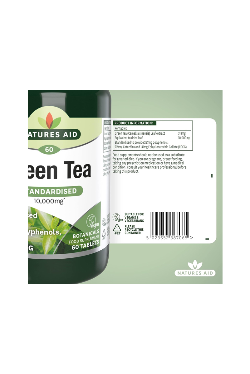 قرص عصاره چای سبز Natures Aid - بسته ۶۰ عددی