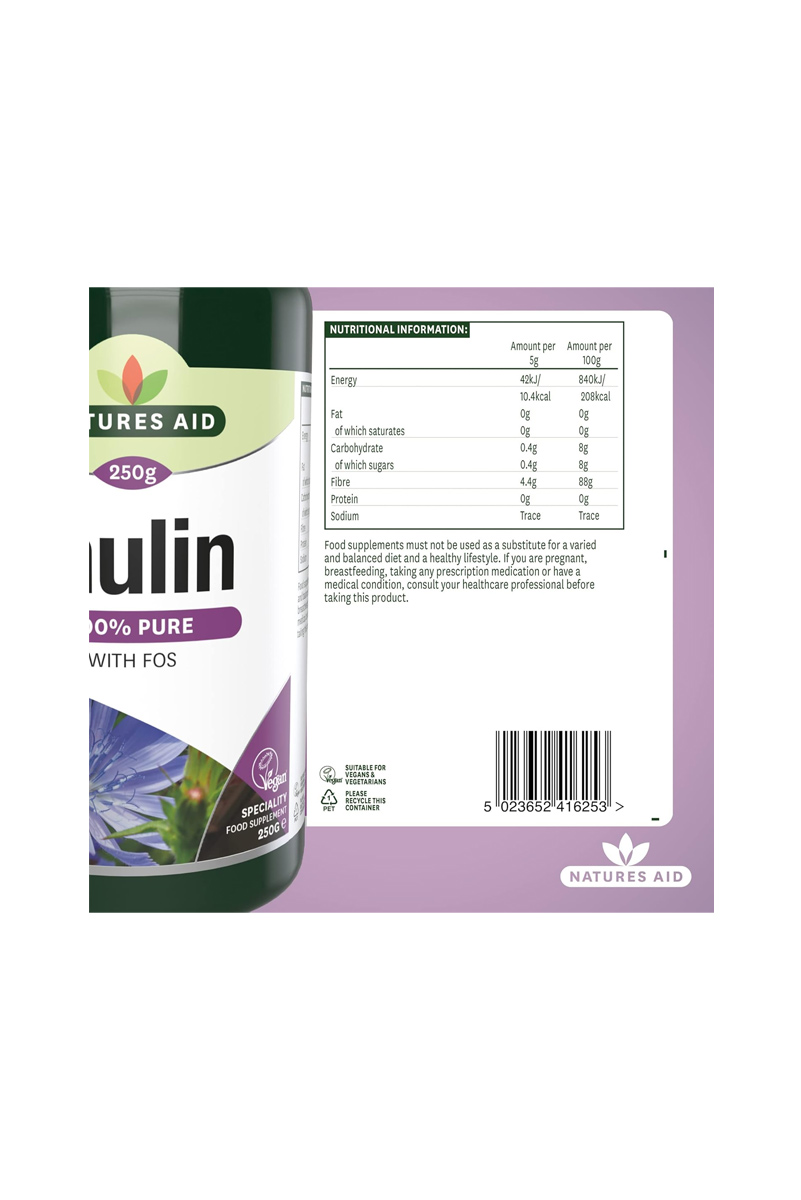 پودر اینولین Natures Aid - حجم ۲۵۰ گرم