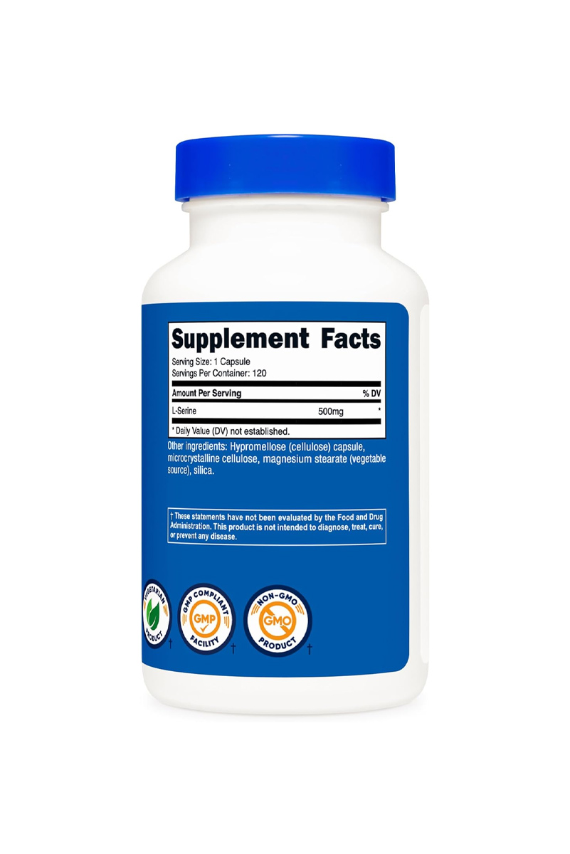 کپسول ال سرین (L-serine) 500 میلی گرم Nutricost -  بسته 120 عددی