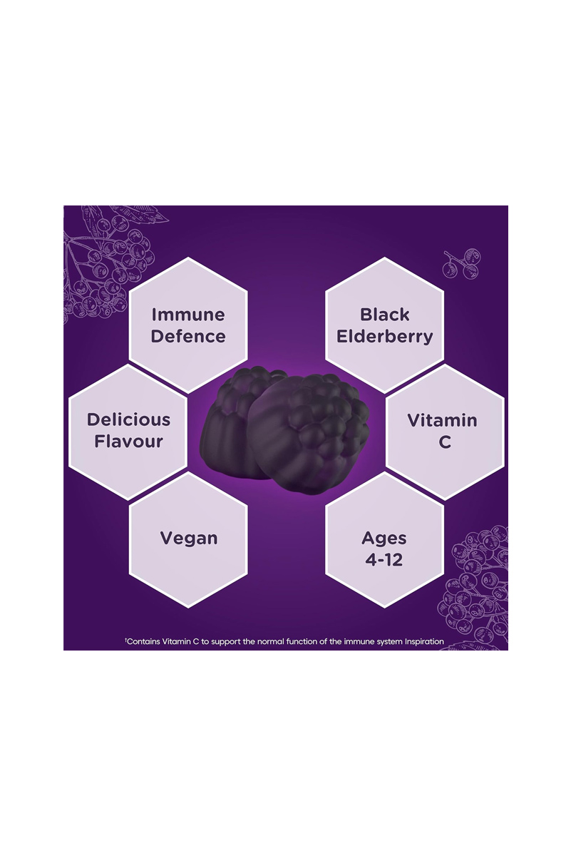 کپسول تقویت ایمنی کودکان Black Elderberry با ویتامین C برند Sambucol - بسته 30 عددی