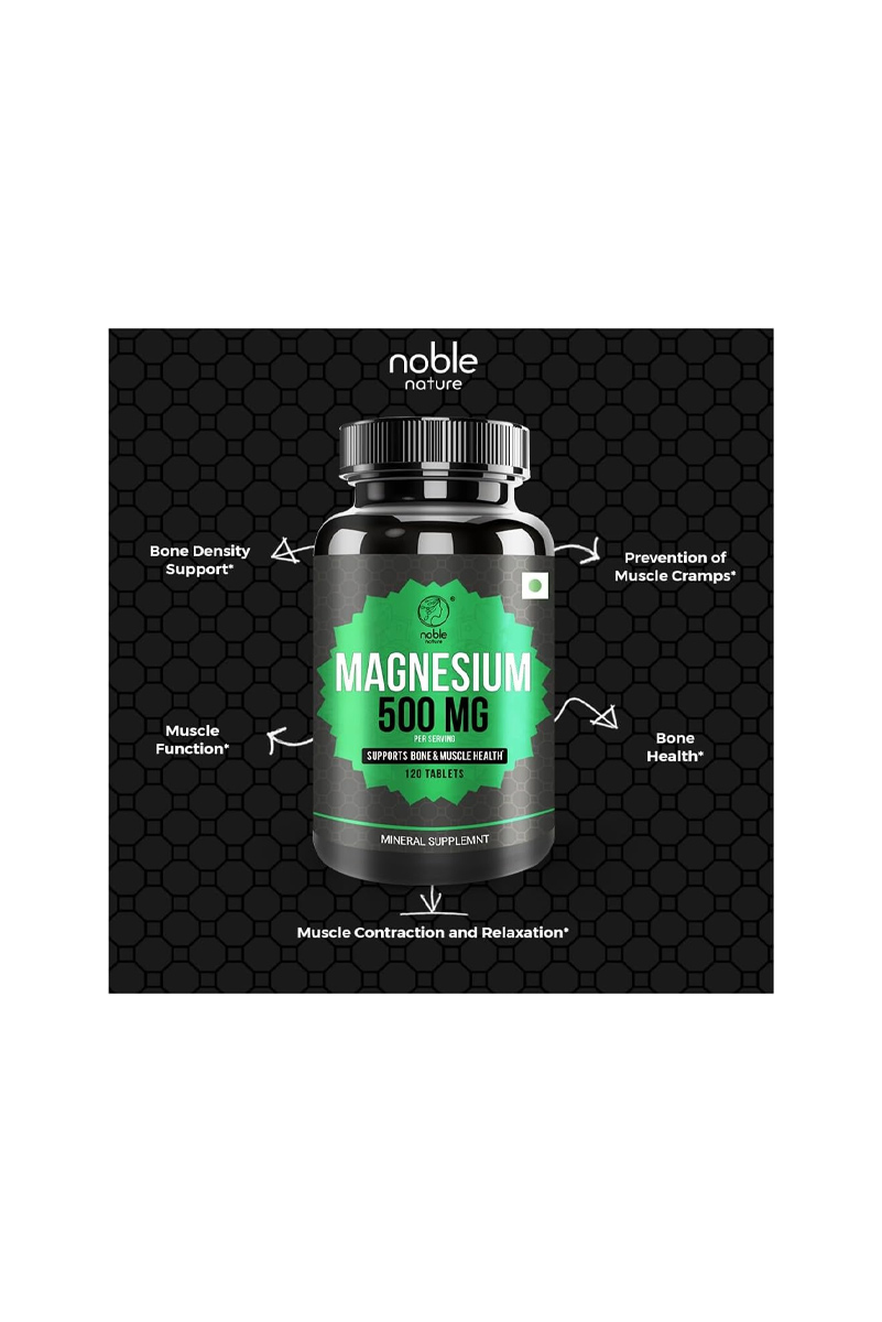 قرص منیزیم ۵۰۰ میلی‌گرم Noble Nature - بسته ۱۲۰ عددی