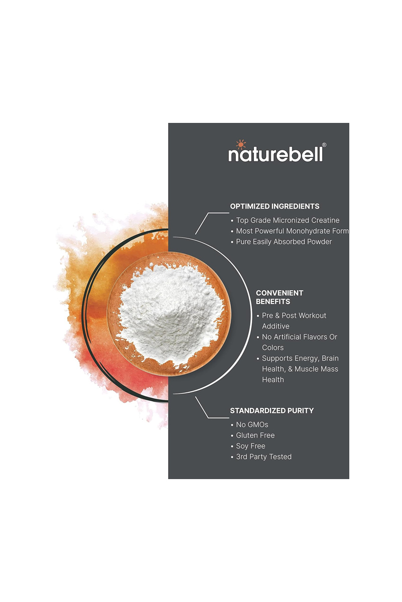 پودر کراتین مونوهیدرات NatureBell - حجم ۵۰۰ گرم