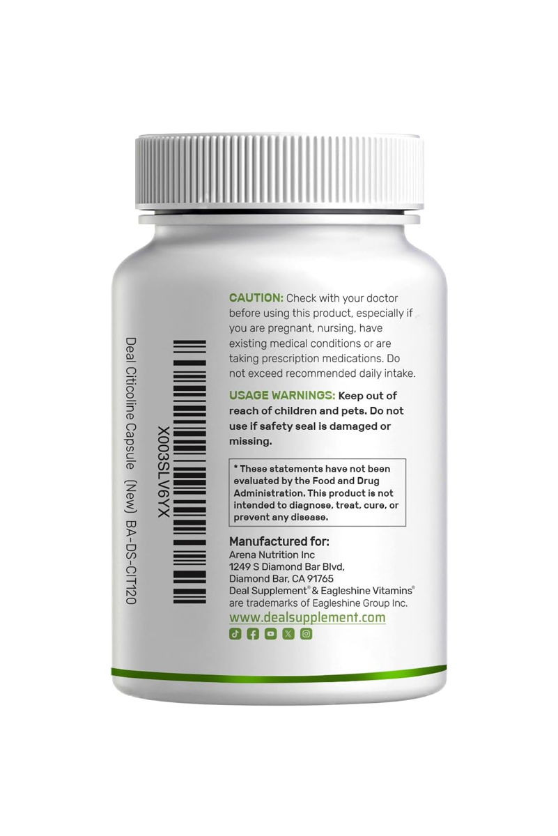 کپسول سیتیکولین ۱۰۰۰ میکرو گرم DEAL SUPPLEMENT - بسته 120 عددی
