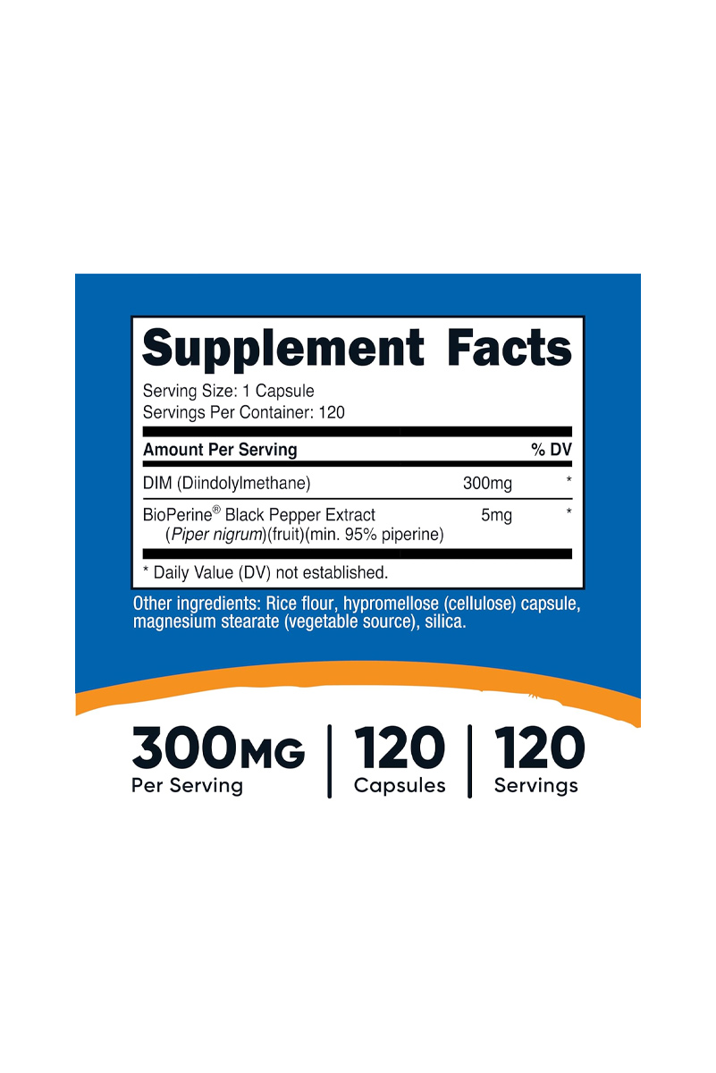 کپسول DIM (دی ایندولیل متان) Nutricost - بسته 120 عددی