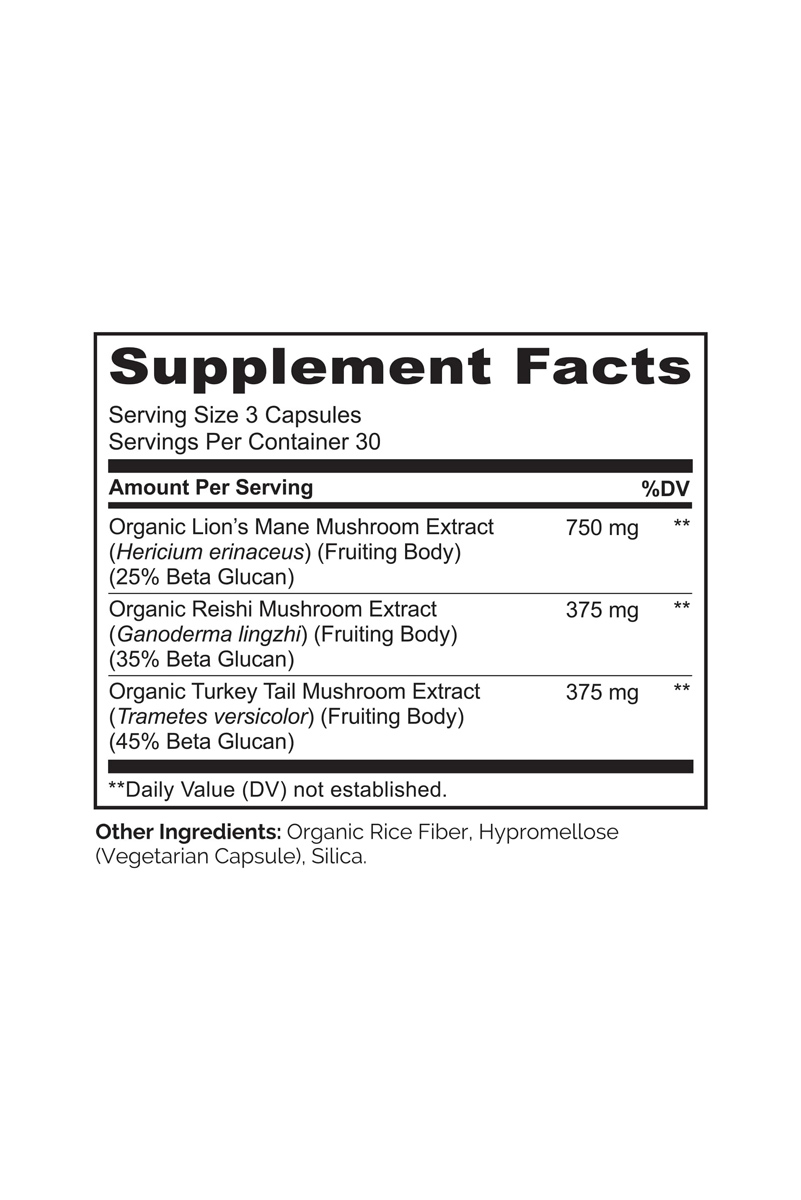 کپسول قارچ تقویت کننده مغز و سیستم ایمنی NATURELO - بسته 90 عددی