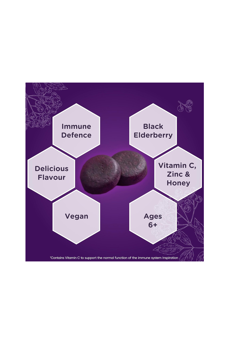 پاستیل Black Elderberry با ویتامین C و زینک Sambucol - بسته 20 عددی