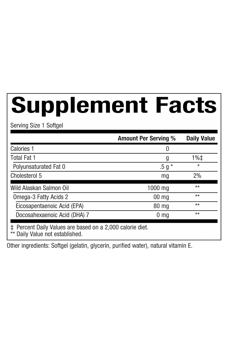 سافت ژل روغن ماهی سالمون وحشی آلاسکا ۱۰۰۰ میلی گرم Natural Factors  - بسته ۱۸۰ عددی