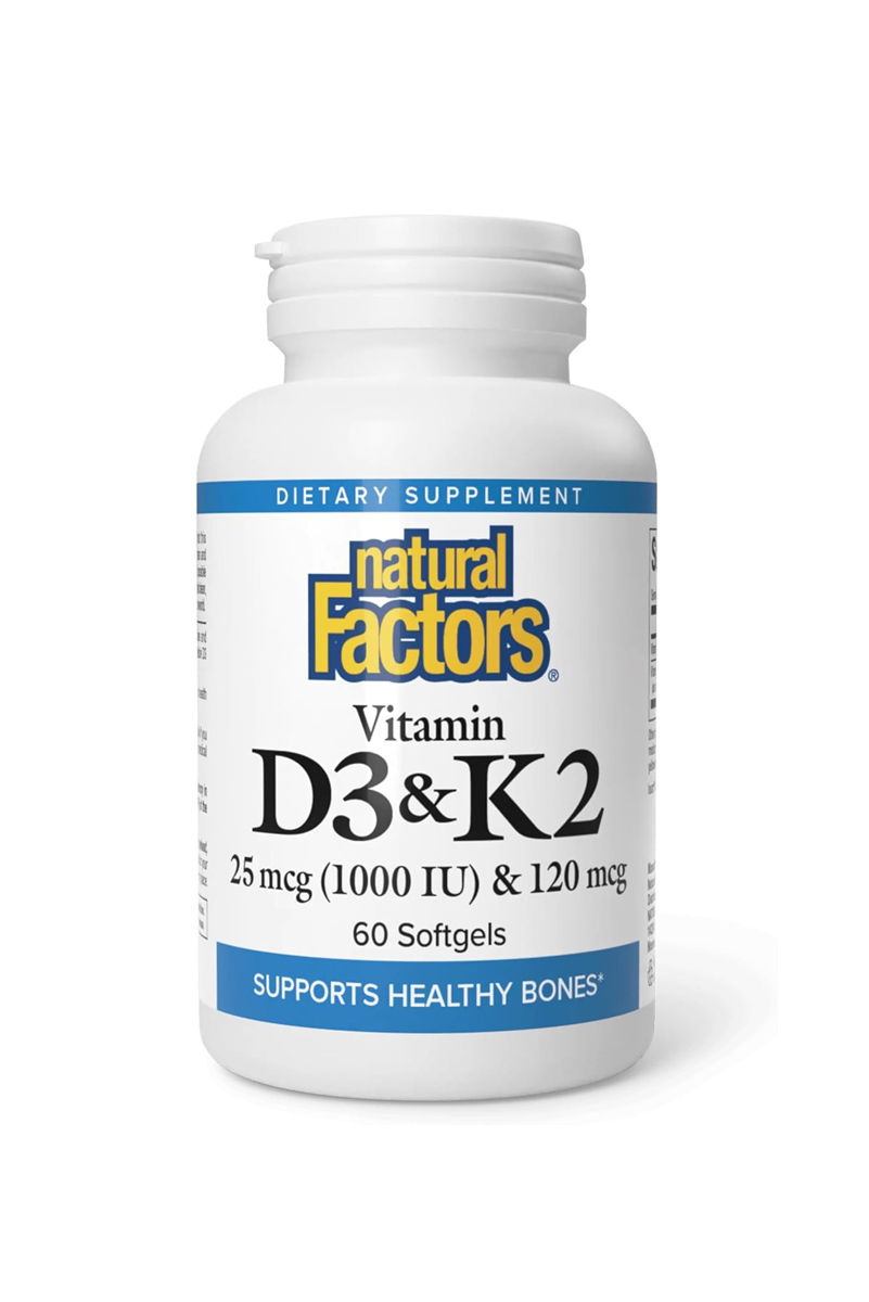 سافت ژل ویتامین D3 & K2 برند Natural Factors - بسته ۶۰ عددی