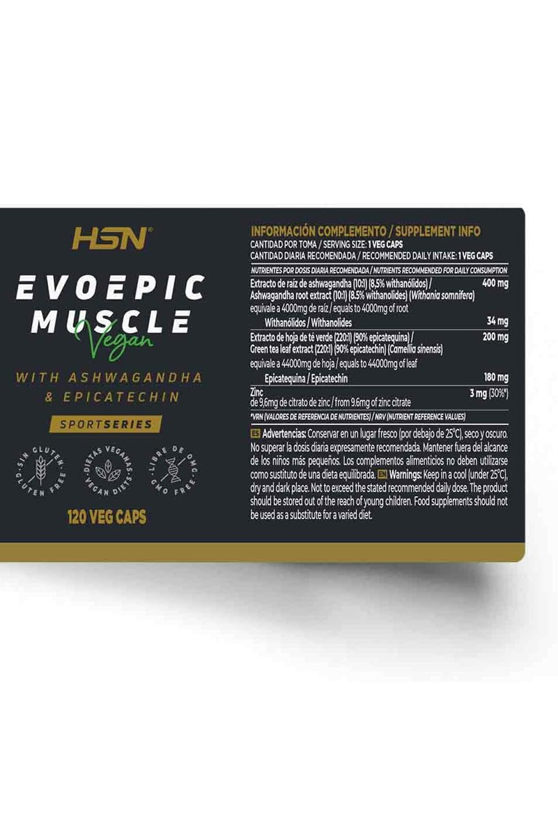 کپسول گیاهی Evoepic Muscle افزایش وزن و توده عضلانی برند HSN - بسته ۱۲۰ عددی