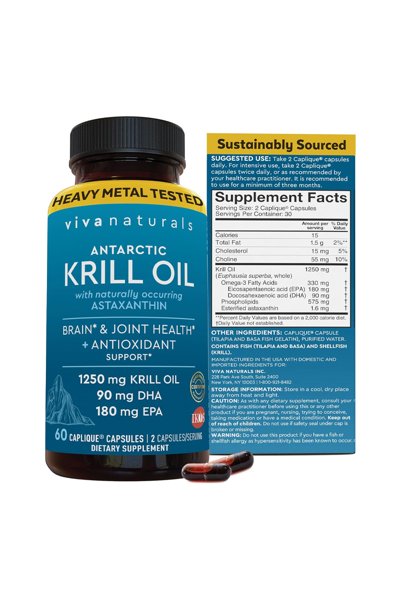 کپسول روغن کریل 1250 میلی گرم Viva Naturals - بسته 60 عددی