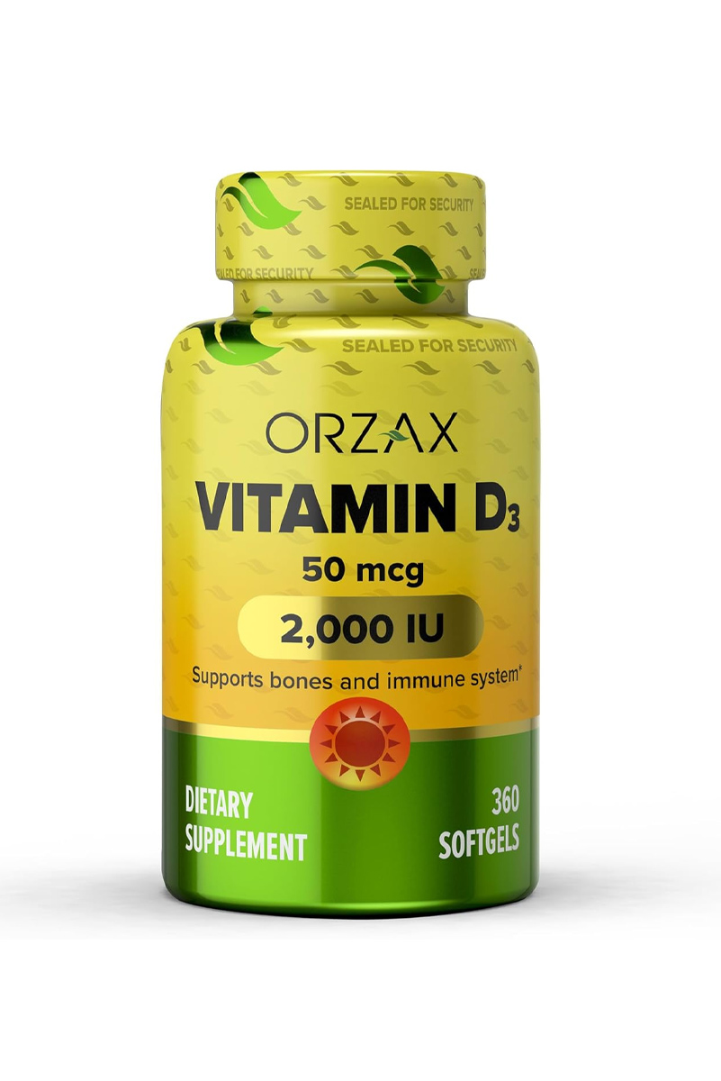 سافت ژل ویتامین D3 مقدار 2000 iu برند ORZAX - بسته 360 عددی