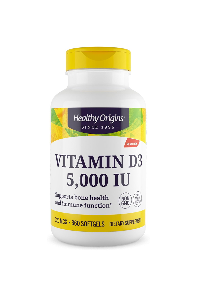 سافت ژل ویتامین D3 مقدار 5,000 IU برند Healthy Origins - بسته 360 عددی