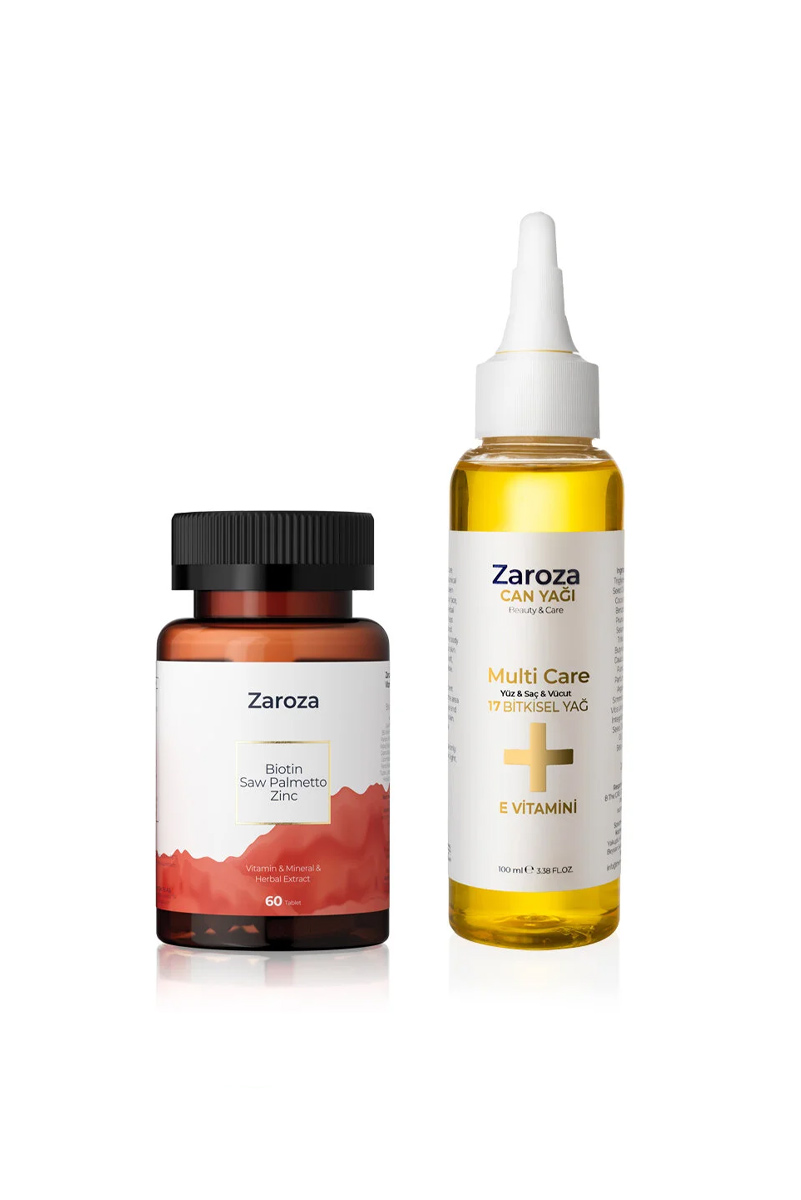 ست دو تایی مراقبت از مو (روغن مو و قرص بیوتین و زینک) ZAROZA