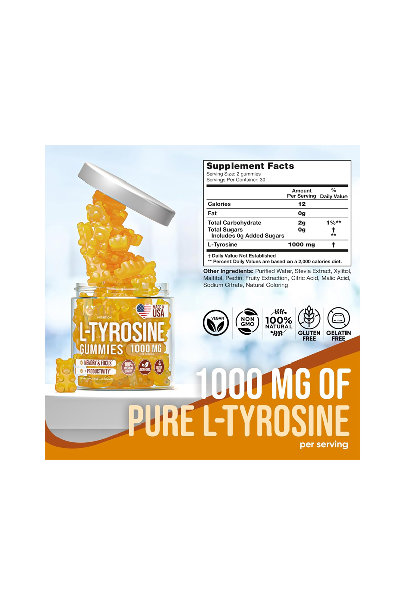 پاستیل ال تیروزین 1000 میلی گرم JOYLI Nutrition - بسته 60 عددی