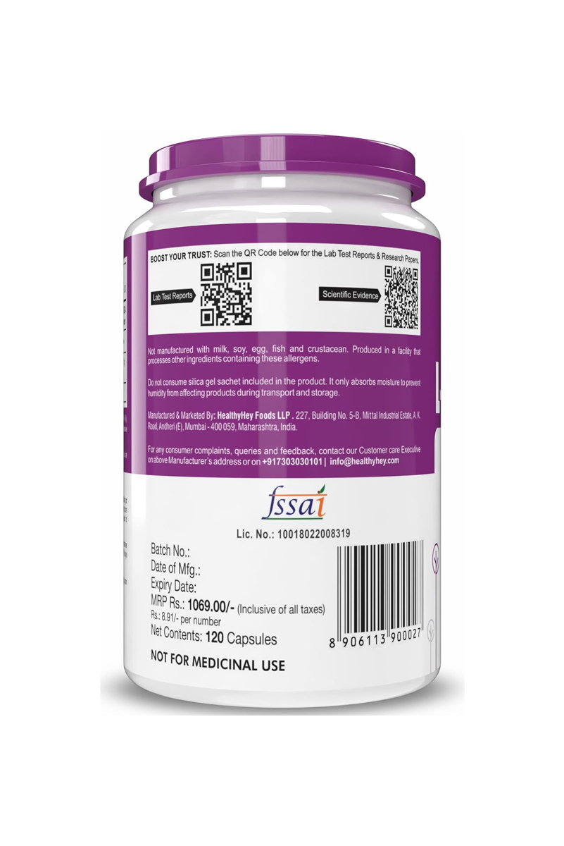 کپسول ال تیروزین 500 میلی گرم HealthyHey - بسته 120 عددی