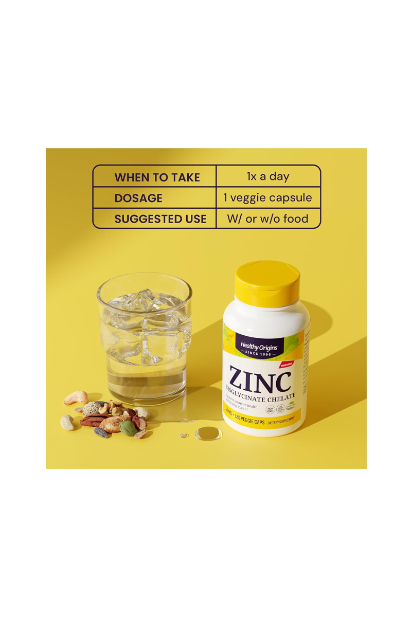 کپسول کلاته زینک بیس‌ گلیسینات Healthy Origins - بسته 120 عددی