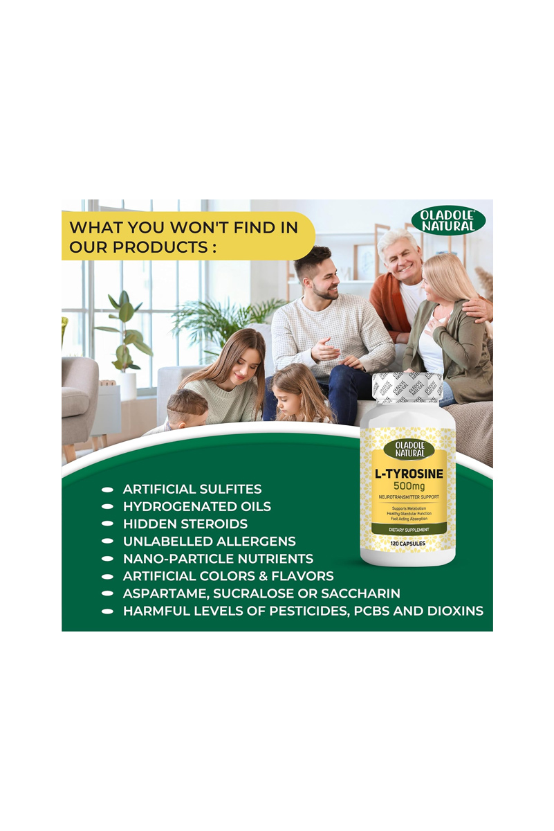 پاستیل ال تیروزین 500 میلی گرم Oladole Natural - بسته 120 عددی