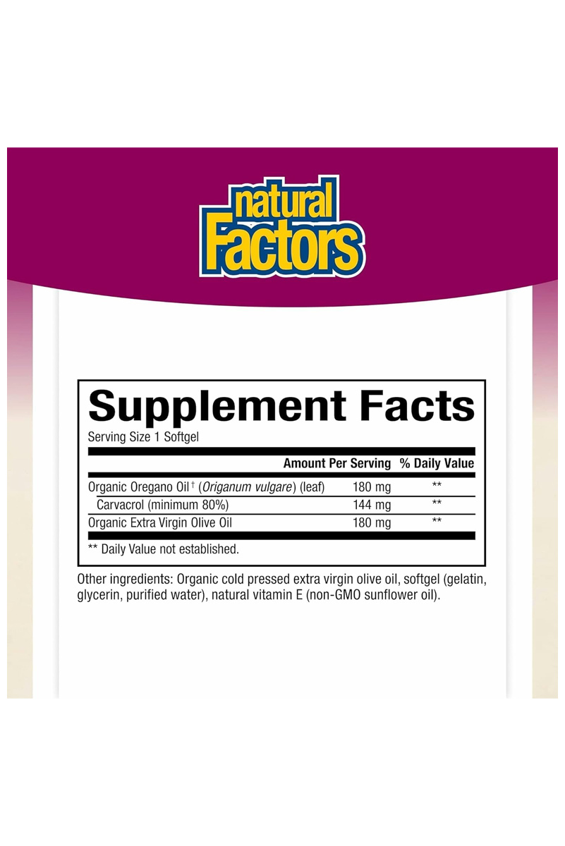 سافت ژل روغن اورگانو Natural Factors - بسته ۶۰ عددی
