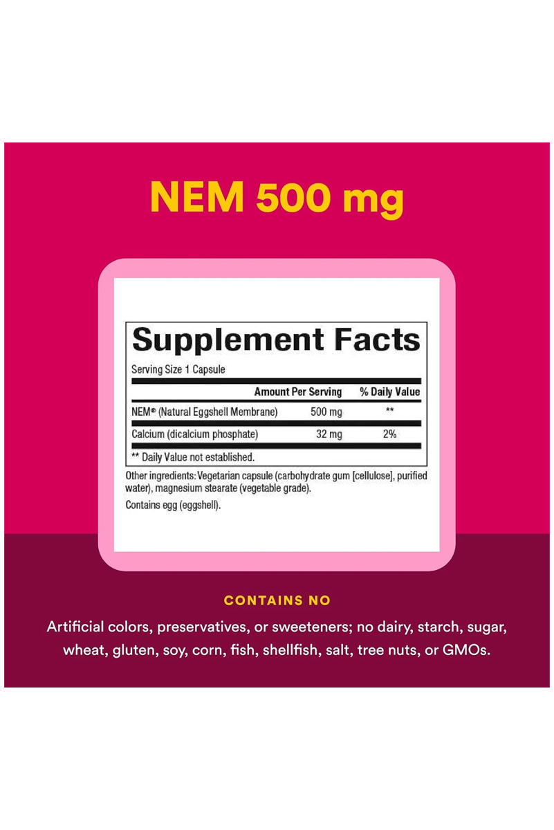 کپسول گیاهی NEM (غشای پوسته تخم مرغ) Natural Factors - بسته ۶۰ عددی