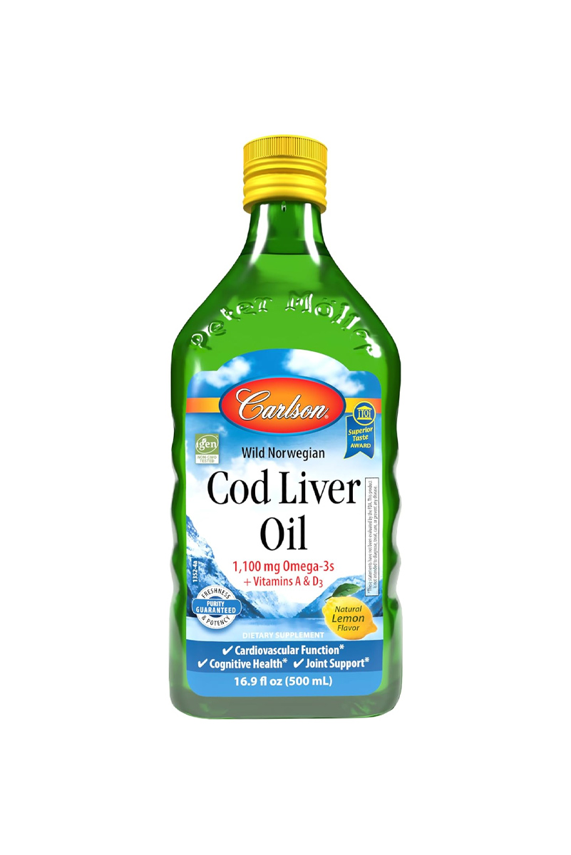 روغن کبد ماهی نروژی حاوی امگا۳ ، A و D3 برند Carlson - حجم 500 میلی لیتر