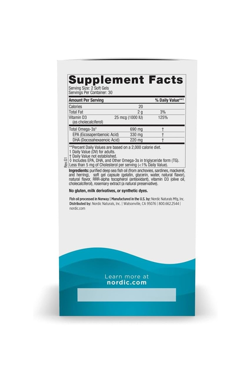 سافت ژل امگا۳ و ویتامین D3 برند Nordic Naturals - بسته ۶۰ عددی