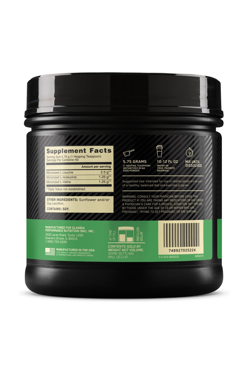 پودر BCAA فوری Optimum Nutrition مقدار ۳۴۵ گرم