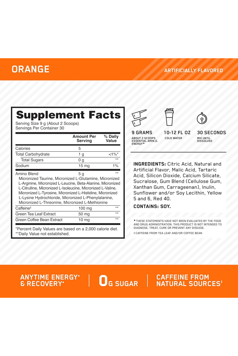 پودر آمینو انرژی Optimum Nutrition با طعم پرتقال