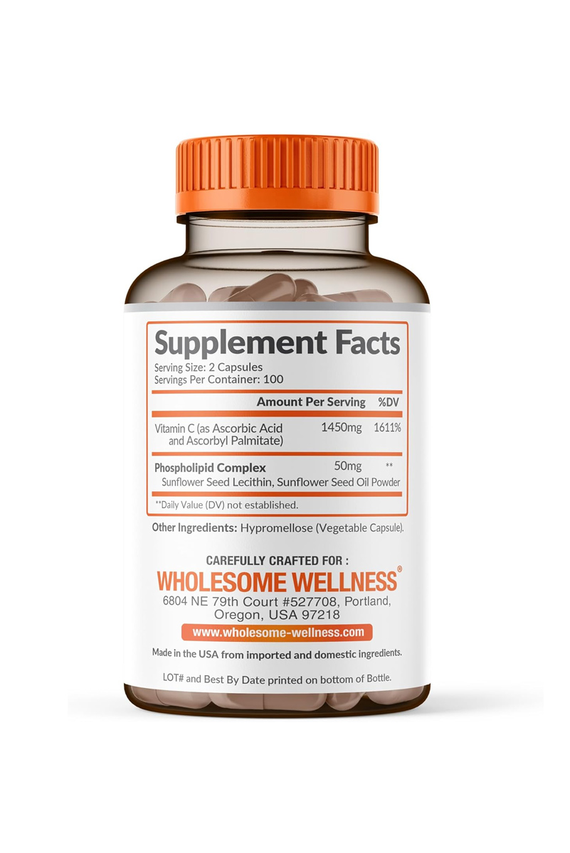 قرص ویتامین Liposomal ویتامین C برند Wholesome Wellness - بسته ۱۰۰ عددی