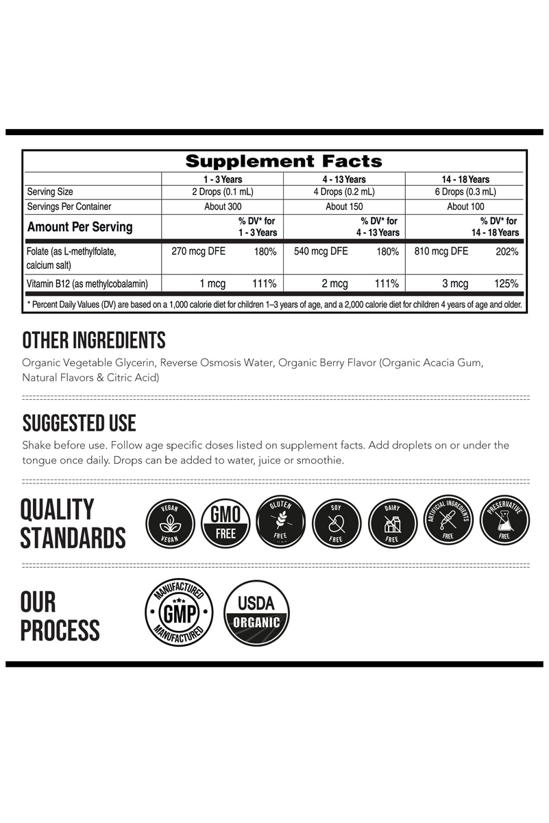 قطره متیل‌فولات و متیل‌کوبالامین کودکان Triquetra Health